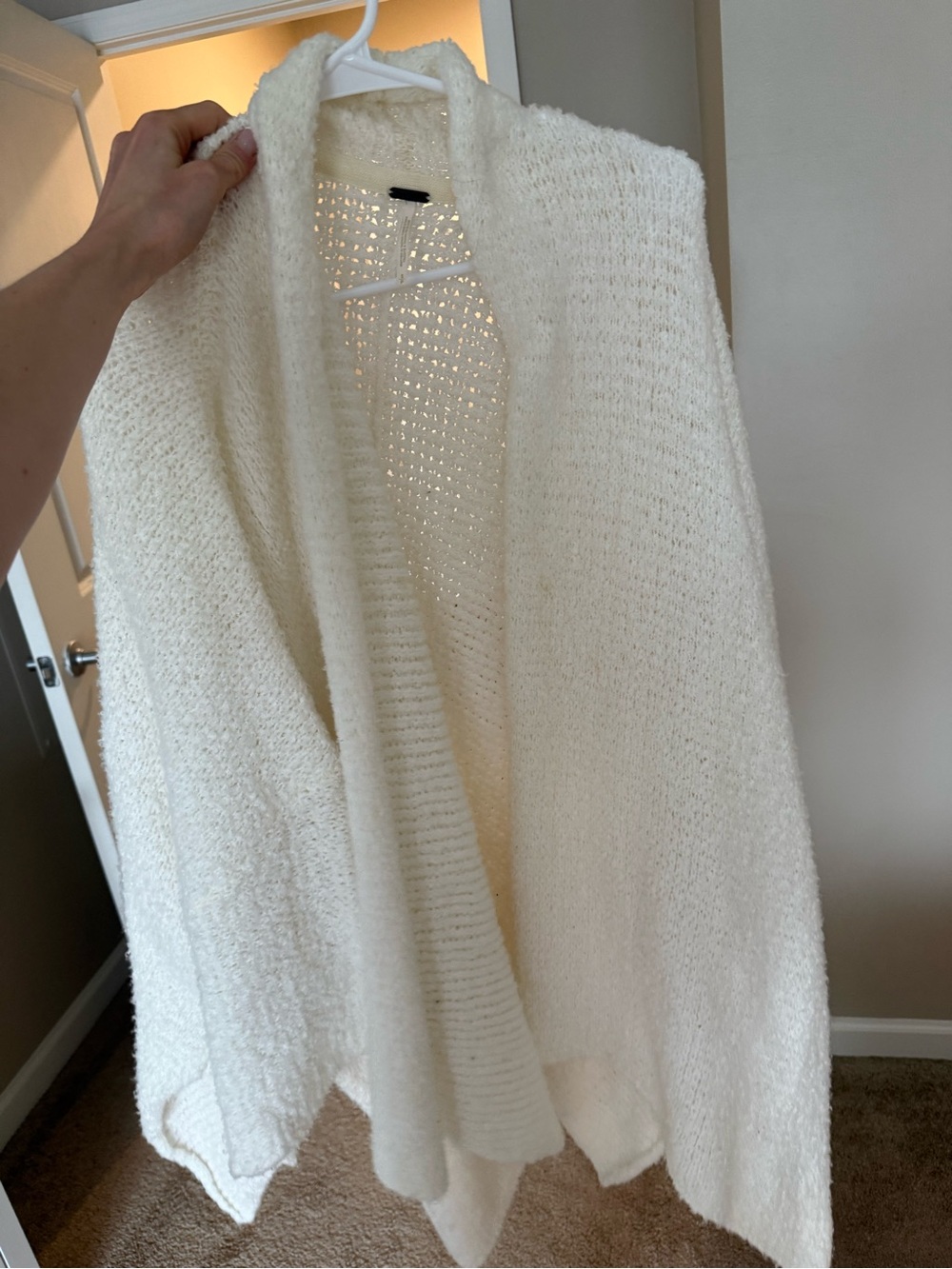 Free People Cream Open-Front Knit Cardigan